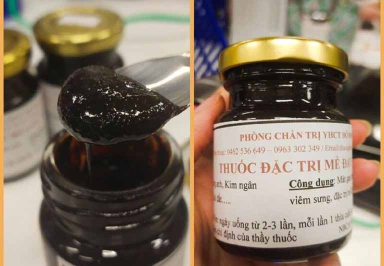 Thuốc dạng cao, chỉ cần hòa tan với nước nóng rồi cho con uống dần dần